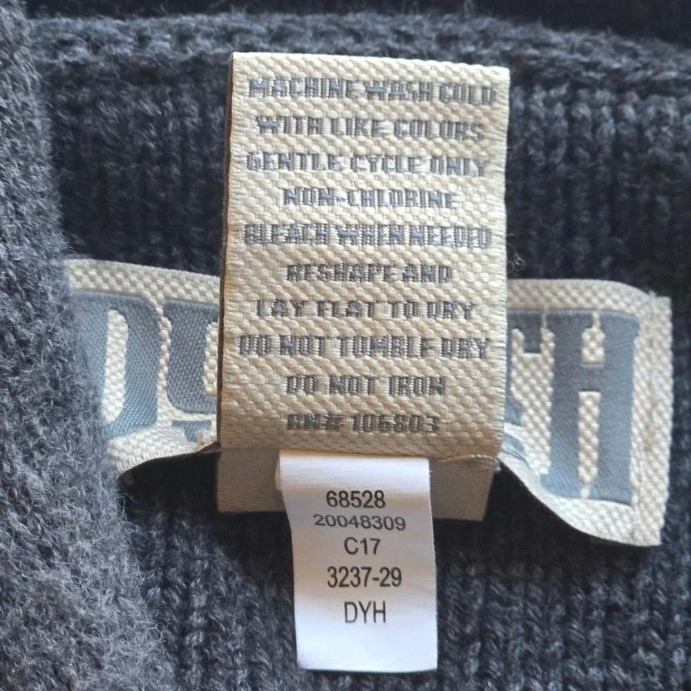 Duluth Trading Co. Mens 2XL Gray Ribbed‎ Knit Shawl Collar Button Sweater